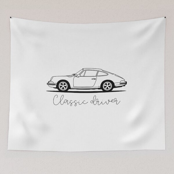 Item preview, Retro Car Silhouette Line Art – Classic Vintage Car Minimal Design designed and sold by ArcticFoxStudio.