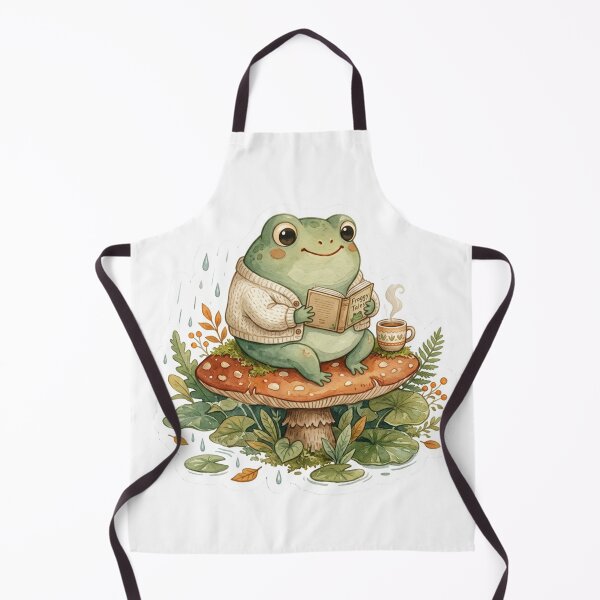 Item preview, Cute Reading Frog on Mushroom | Cozy Cottagecore Frog Book Lover Design designed and sold by Threadnovax.