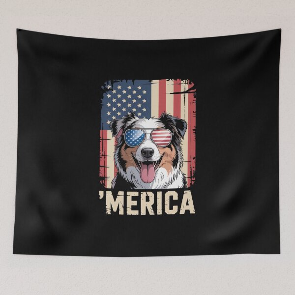 Item preview, Australian Shepherd 4th of July Merica USA Flag Aussie Dog designed and sold by TyraYoung.