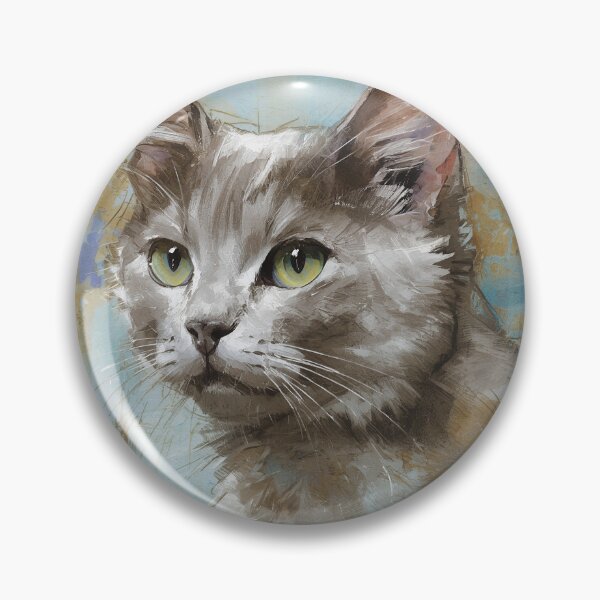 Item preview, Elegant Grey Cat Green Eye Impressionist Portrait designed and sold by Paolo-Bandal.