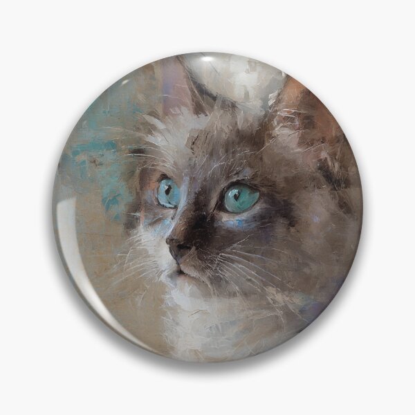 Item preview, Elegant Grey Cat Blue Eye Impressionist Portrait designed and sold by Paolo-Bandal.