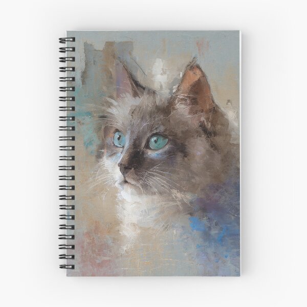 Item preview, Elegant Grey Cat Blue Eye Impressionist Portrait designed and sold by Paolo-Bandal.