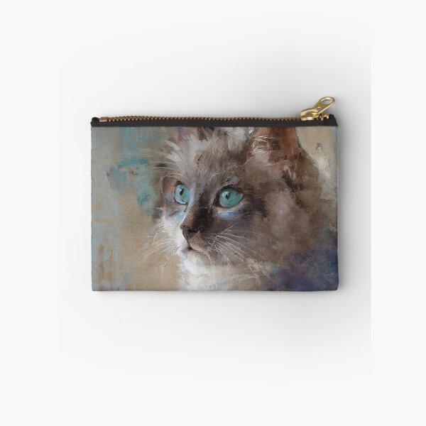 Item preview, Elegant Grey Cat Blue Eye Impressionist Portrait designed and sold by Paolo-Bandal.