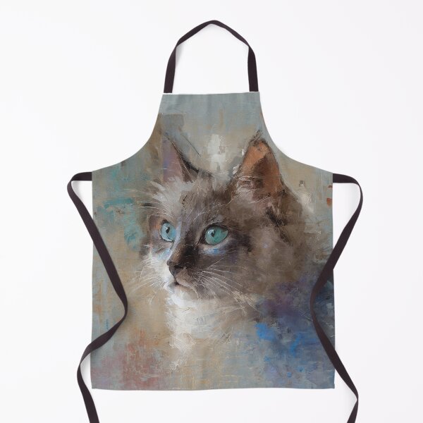 Item preview, Elegant Grey Cat Blue Eye Impressionist Portrait designed and sold by Paolo-Bandal.