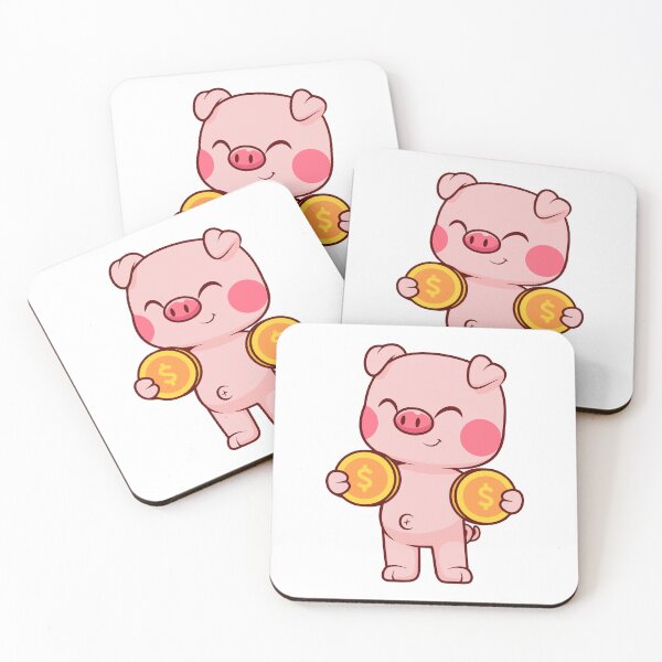 Item preview, Cute Piggy Bank Saving Gold Coins Cartoon designed and sold by Warwormm.