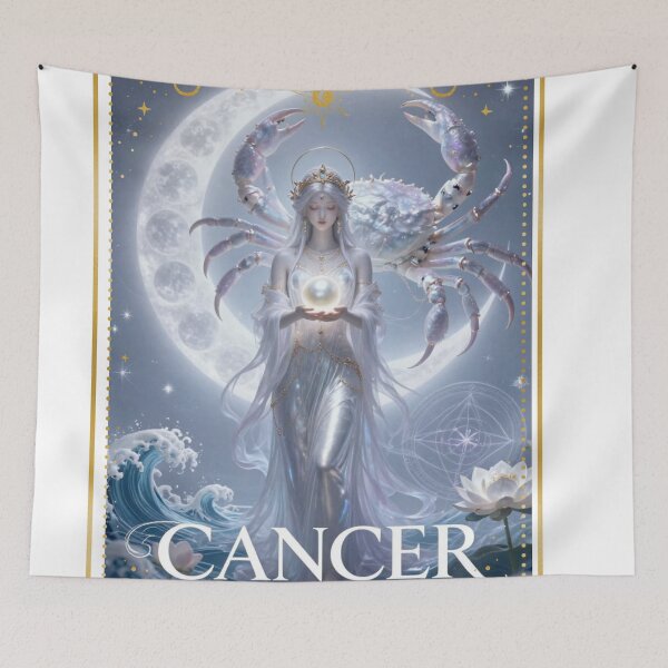 Item preview, ​Cancer Zodiac Goddess Aesthetic - Moon Child and Crab Art designed and sold by Atlasoloji.