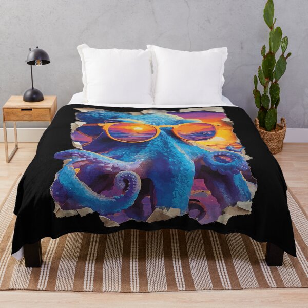Item preview, Octopus with Sunglasses Sunset Beach Tropical Animal Summer designed and sold by Littermin.