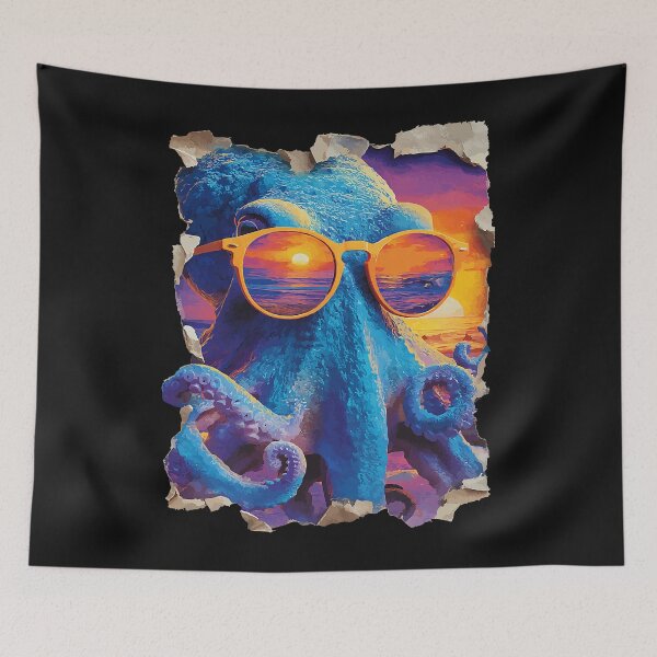 Item preview, Octopus with Sunglasses Sunset Beach Tropical Animal Summer designed and sold by Littermin.