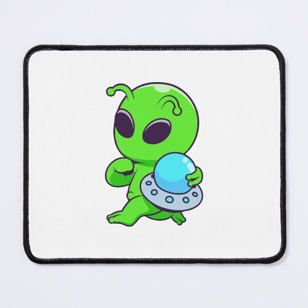 Item preview, Cute Green Alien Holding Mini UFO Cartoon designed and sold by Warwormm.