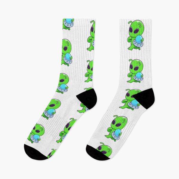 Item preview, Cute Green Alien Holding Mini UFO Cartoon designed and sold by Warwormm.