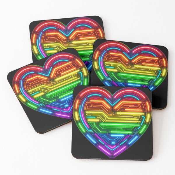 Item preview, Rainbow Neon Circuit Heart – Pride Tech & Cyberpunk Aesthetic designed and sold by MT-Hub | Art for Every Soul.