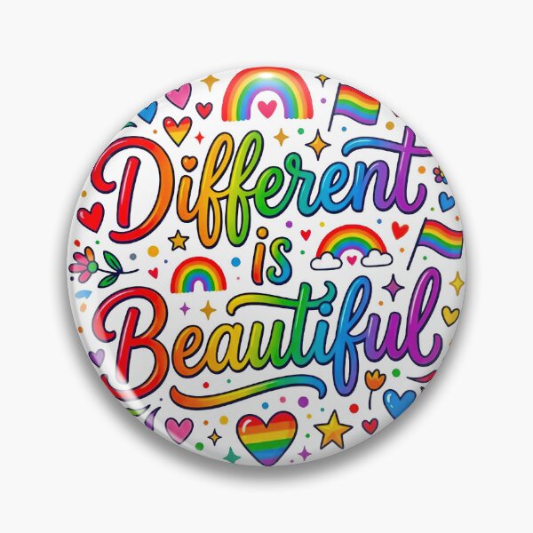 Item preview, Different is Beautiful Rainbow Typography – Pride Celebration Art designed and sold by MT-Hub | Cute Aesthetic Art, Stickers & Phone Cases.