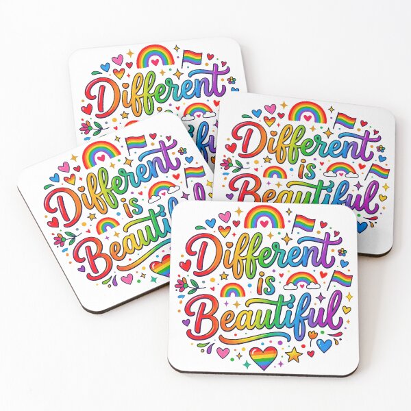 Item preview, Different is Beautiful Rainbow Typography – Pride Celebration Art designed and sold by MT-Hub | Art for Every Soul.