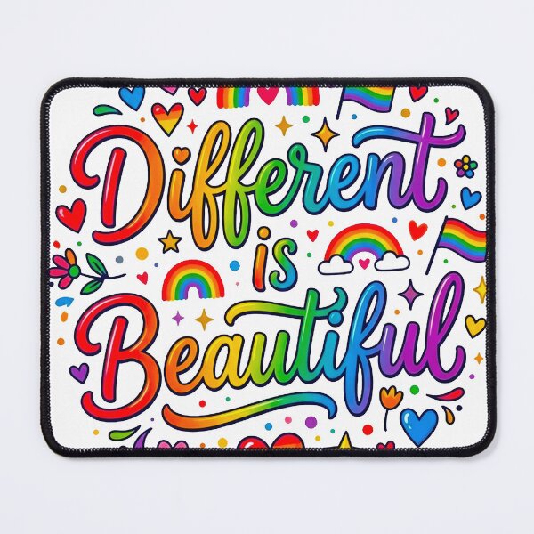 Item preview, Different is Beautiful Rainbow Typography – Pride Celebration Art designed and sold by MT-Hub | Cute Aesthetic Art, Stickers & Phone Cases.