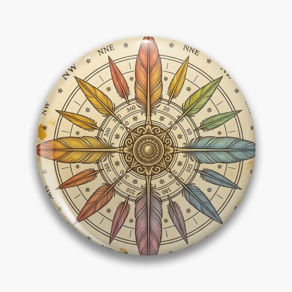 Item preview, Vintage Wanderlust Compass – Antique Feather Pride Travel Art designed and sold by MT-Hub | Cute Aesthetic Art, Stickers & Phone Cases.