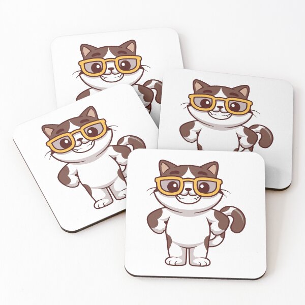 Item preview, Cool Nerd Cat Wearing Yellow Glasses Cartoon designed and sold by Warwormm.