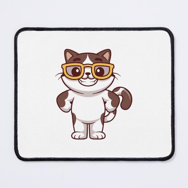 Item preview, Cool Nerd Cat Wearing Yellow Glasses Cartoon designed and sold by Warwormm.