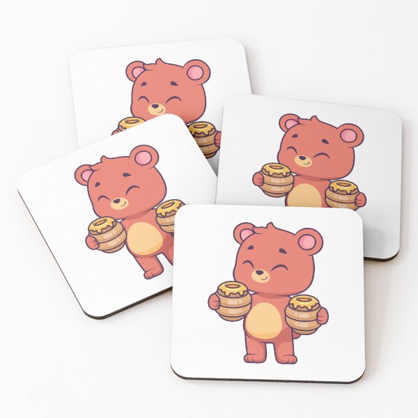 Item preview, Cute Teddy Bear Holding Two Honey Pots Cartoon designed and sold by Warwormm.
