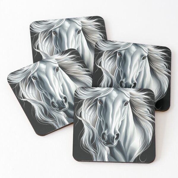 Item preview, Majestic White Horse Portrait - Ethereal Stallion Spirit Art designed and sold by Hou$e of Art .