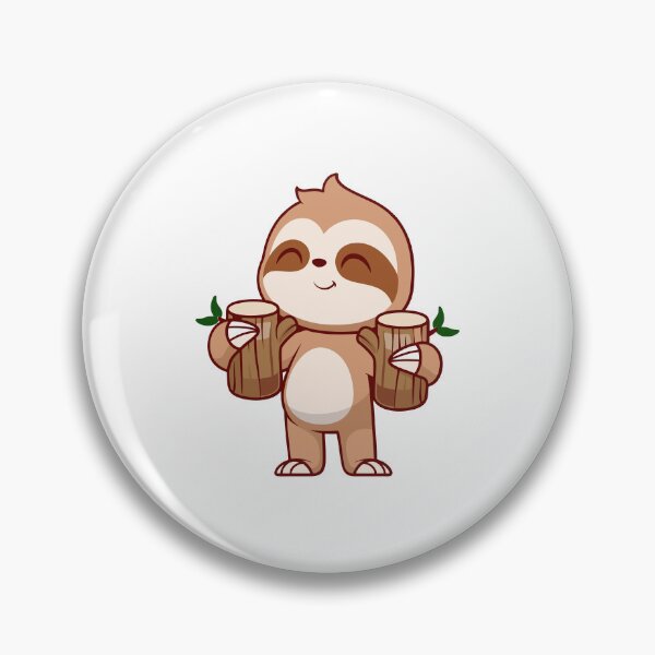 Item preview, Happy Cute Sloth Holding Wooden Tree Logs Cartoon designed and sold by Warwormm.