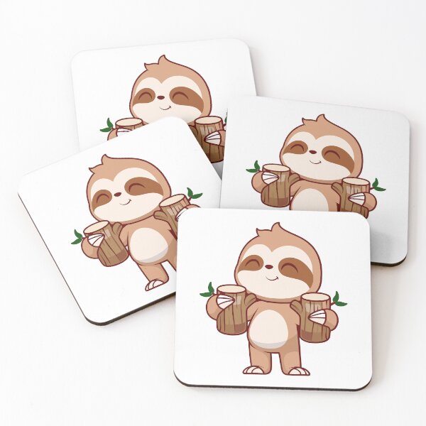 Item preview, Happy Cute Sloth Holding Wooden Tree Logs Cartoon designed and sold by Warwormm.
