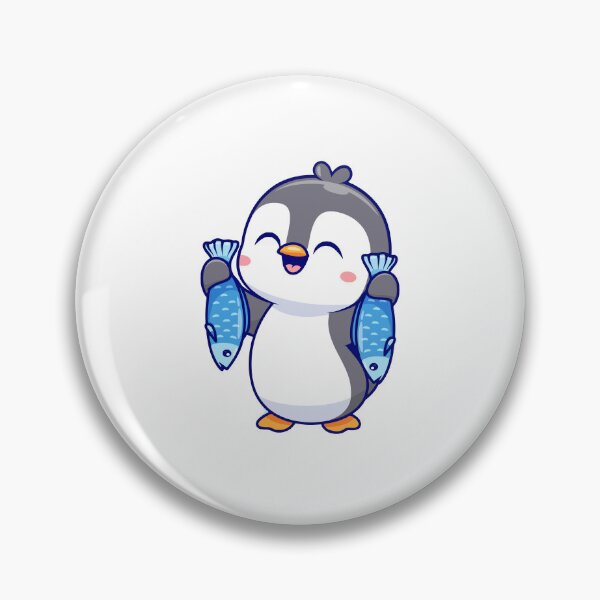 Item preview, Cute Chibi Penguin Holding Two Fish Illustration designed and sold by Warwormm.