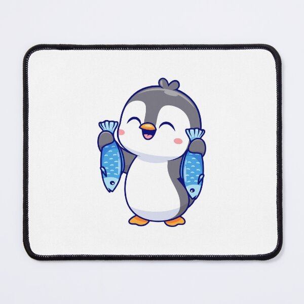 Item preview, Cute Chibi Penguin Holding Two Fish Illustration designed and sold by Warwormm.