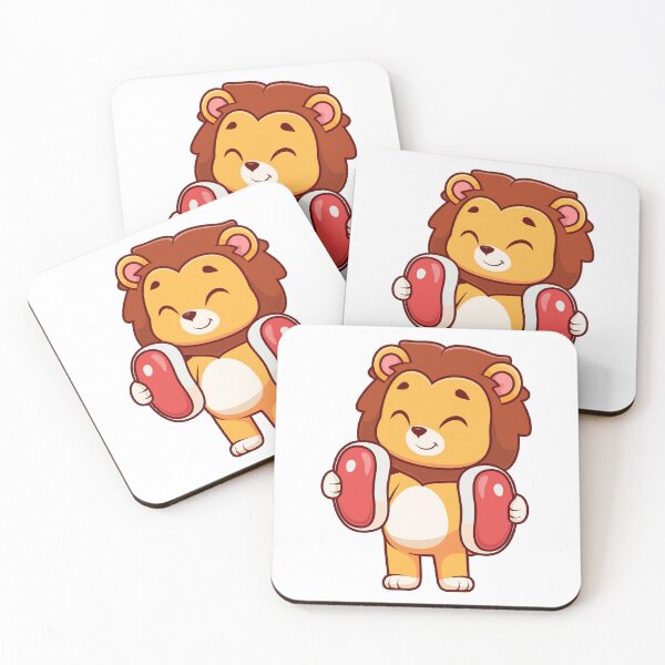 Item preview, Cute Chibi Lion Cub Holding Meat Illustration designed and sold by Warwormm.