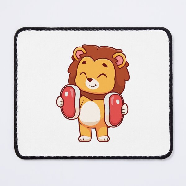 Item preview, Cute Chibi Lion Cub Holding Meat Illustration designed and sold by Warwormm.