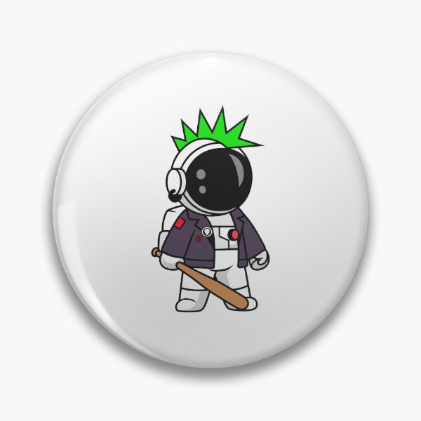 Item preview, Punk Rock Astronaut with Green Mohawk and Baseball Bat designed and sold by Warwormm.