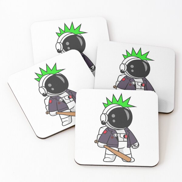 Item preview, Punk Rock Astronaut with Green Mohawk and Baseball Bat designed and sold by Warwormm.