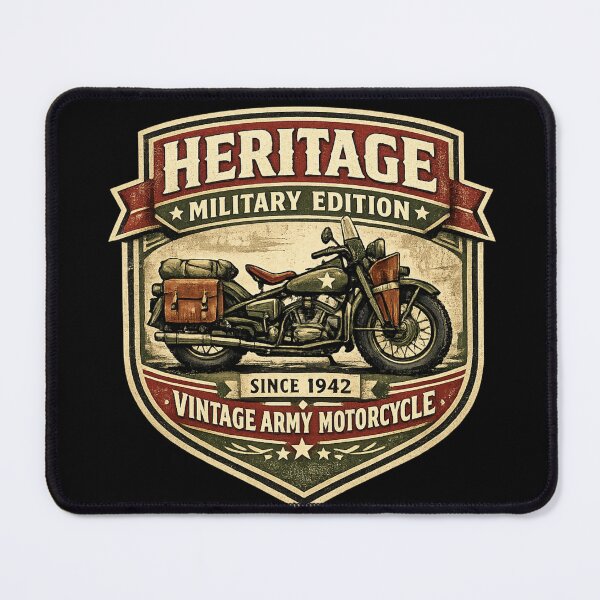 Item preview, Heritage Military Edition – Vintage Army Motorcycle Since 1942 Badge Design designed and sold by Adventure paradise ⭐⭐⭐⭐⭐.