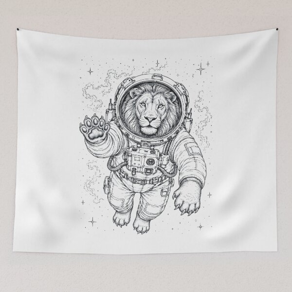 Aperçu de l'œuvre Lion Astronaute Vintage Amoureux des Animaux créée et vendue par TerryConnells.