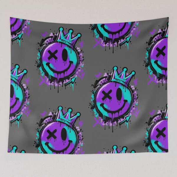 Item preview, Neon Graffiti Smiley Crown Streetwear Sticker | Urban Drip Art Design designed and sold by J&J's Creation.
