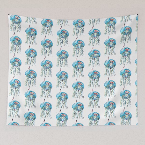Item preview, Heat The Jellyfish Detailed Blue Ocean Creature Sketch designed and sold by drawfreak.