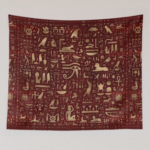 Item preview, Ancient Egyptian Hieroglyphs Wall - Retro Papyrus Gods Pattern designed and sold by GulfSignature.