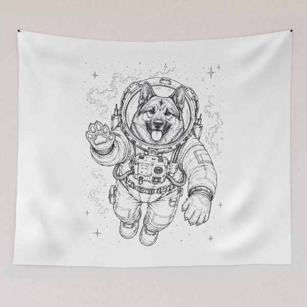 Item preview, Vintage Norwegian Elkhound Astronaut Dog Dad Mom Lover designed and sold by TerryConnells.