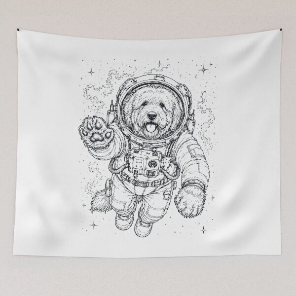 Item preview, Vintage Old English Sheepdog Astronaut Dog Dad Mom Lover designed and sold by TerryConnells.