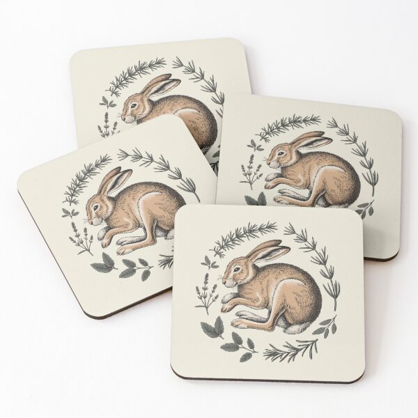 Item preview, Wild Hare in Herbs Vintage Botanical Wreath Art designed and sold by AlexandraSand.
