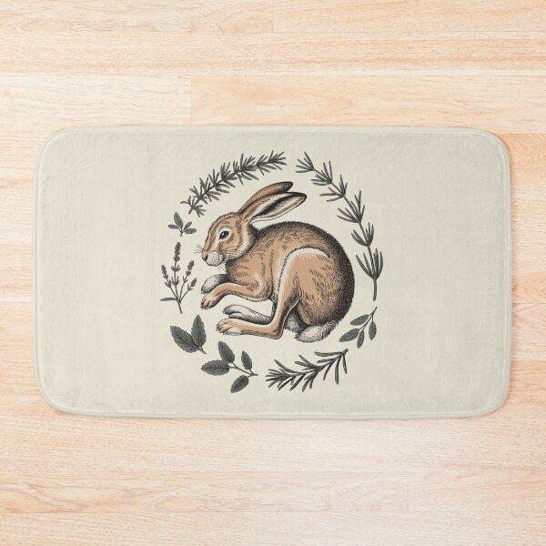 Item preview, Wild Hare in Herbs Vintage Botanical Wreath Art designed and sold by AlexandraSand.