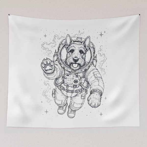 Artikelvorschau, Vintage Scottish Terrier Astronautenhund Papa Mama Liebhaber entworfen und verkauft von TerryConnells.