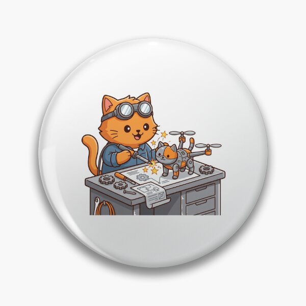 Item preview, Creative Ginger Cat Engineer Building Tiny Robot Kitten designed and sold by AbanoubStore.