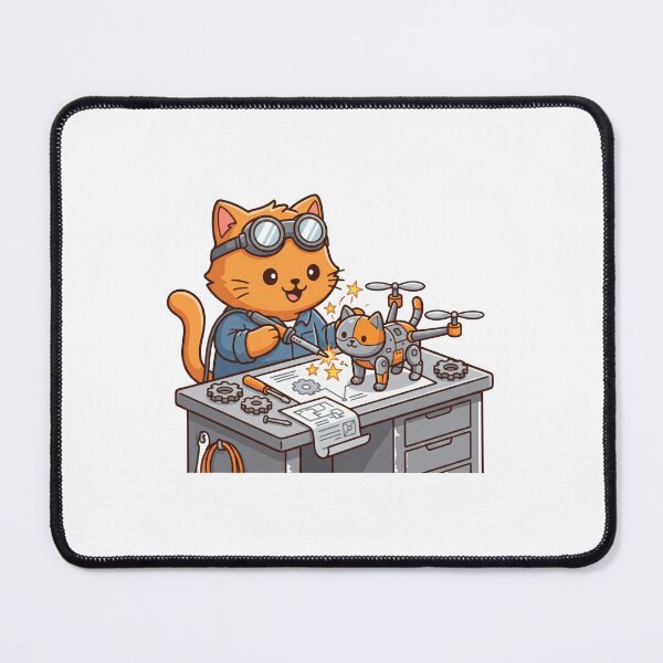Item preview, Creative Ginger Cat Engineer Building Tiny Robot Kitten designed and sold by AbanoubStore.