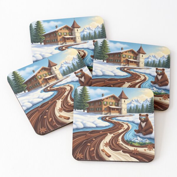 Item preview, Cozy Bear Relaxing By Chocolate Winter River designed and sold by AbanoubStore.