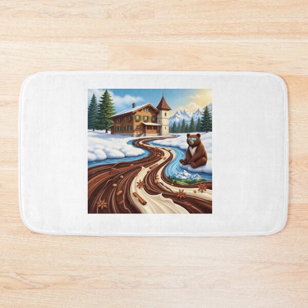 Item preview, Cozy Bear Relaxing By Chocolate Winter River designed and sold by AbanoubStore.