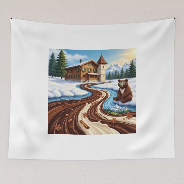 Item preview, Cozy Bear Relaxing By Chocolate Winter River designed and sold by AbanoubStore.