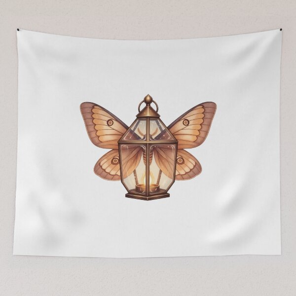 Item preview, Vintage Bronze Lantern With Ethereal Moth Wings Floating Light Concept designed and sold by AbanoubStore.