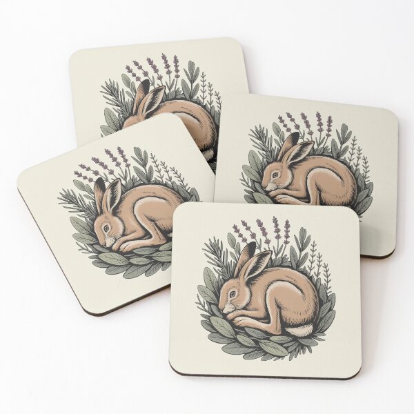 Item preview, Sleeping Wild Hare in Lavender Botanical Art designed and sold by AlexandraSand.