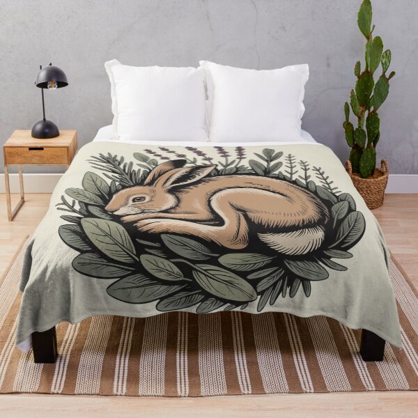Item preview, Sleeping Wild Hare in Lavender Botanical Art designed and sold by AlexandraSand.
