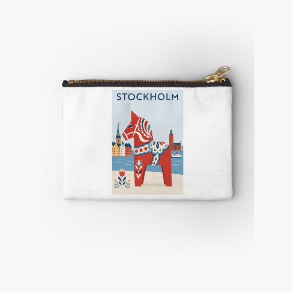 Item preview, Stockholm Travel Poster Dala Horse Art designed and sold by Beyond Destinations.